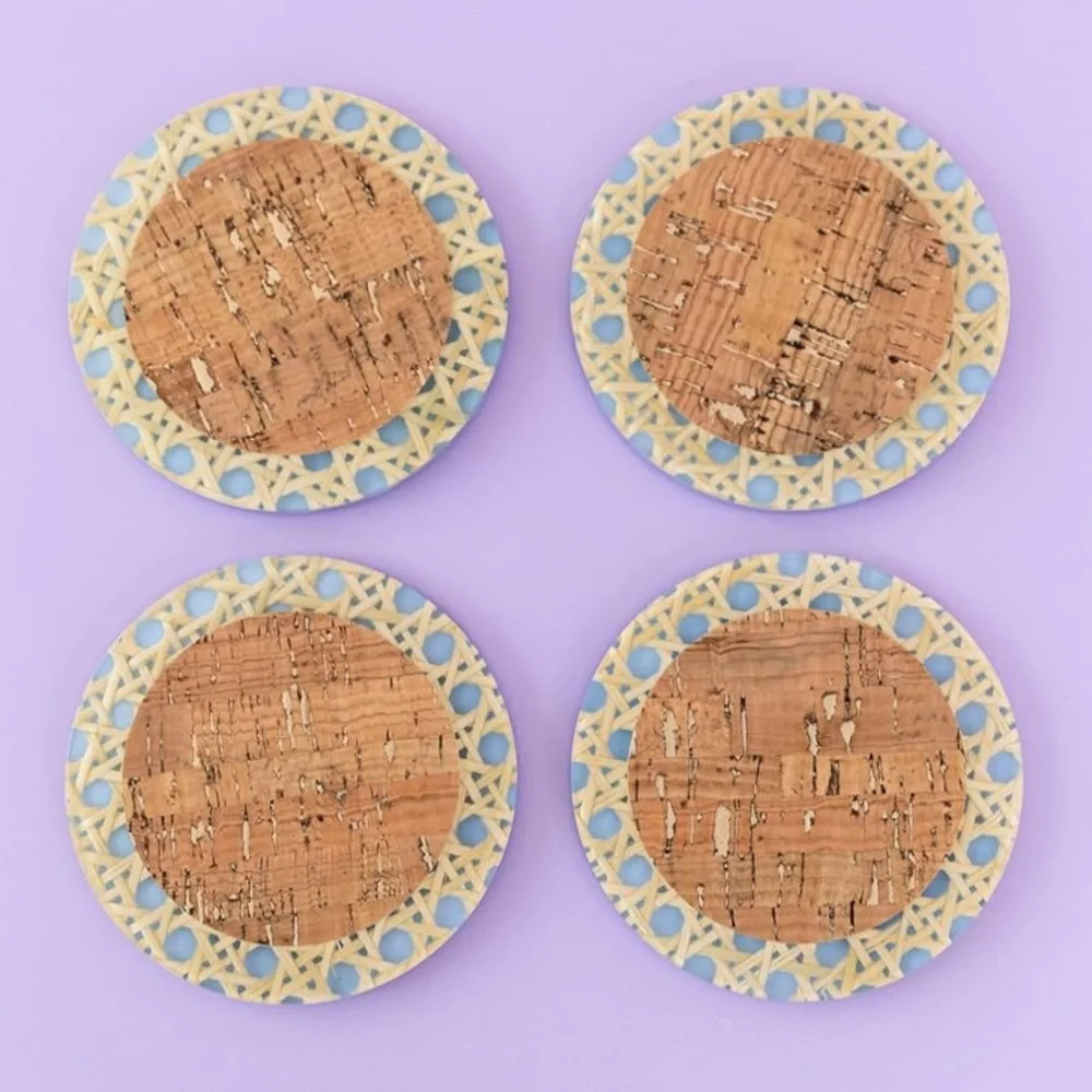 Lilly Pulitzer Blue and Tan Cork Coasters